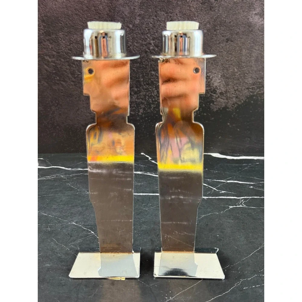 VTG PAIR (2) 1990 ORE Originals Steel Man Figure Cut Out Modern Candle Holders